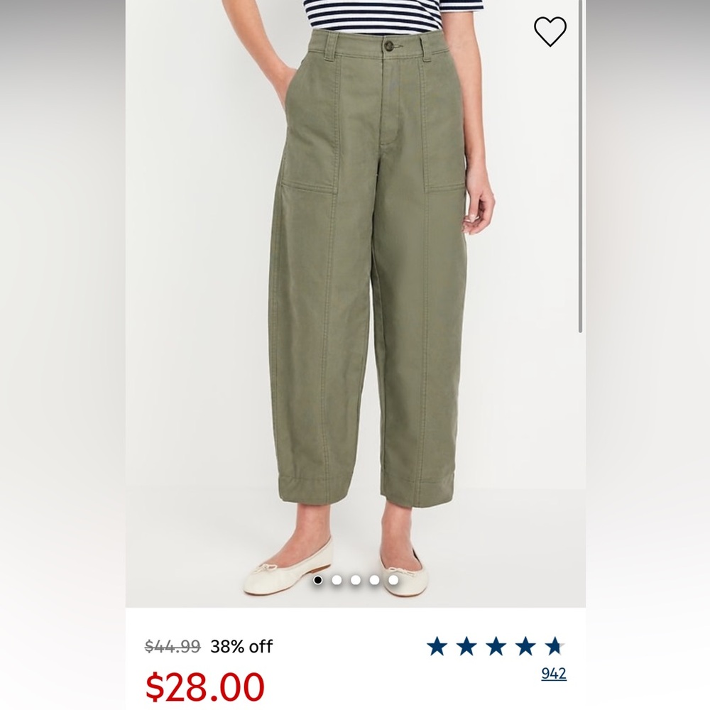 NWT Old Navy Green Ankle Cropped Pants Relaxed Fit